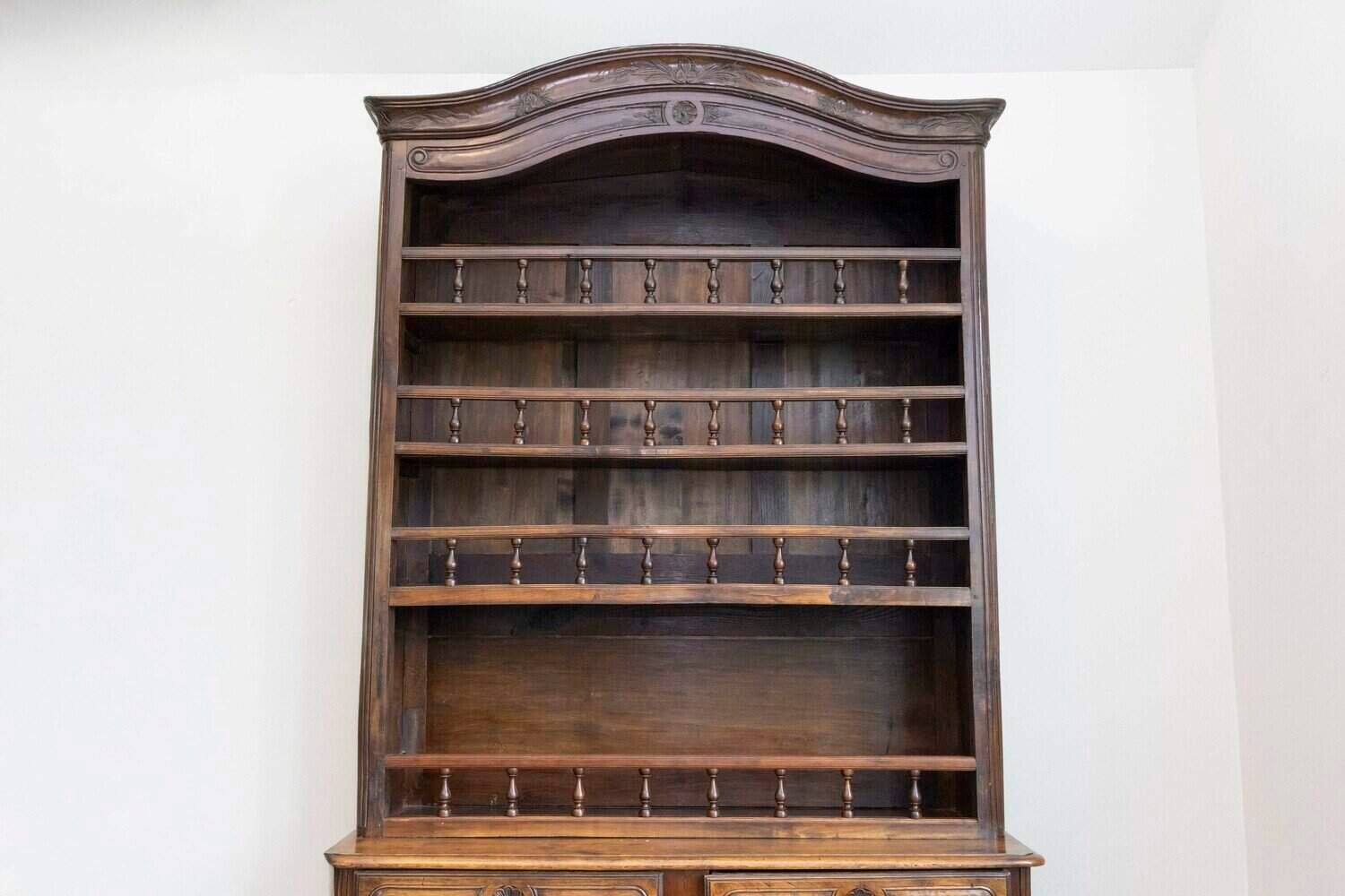 French 1790s Louis XV Style Cherry Vaisselier with Baluster Adorned Shelves - JAA