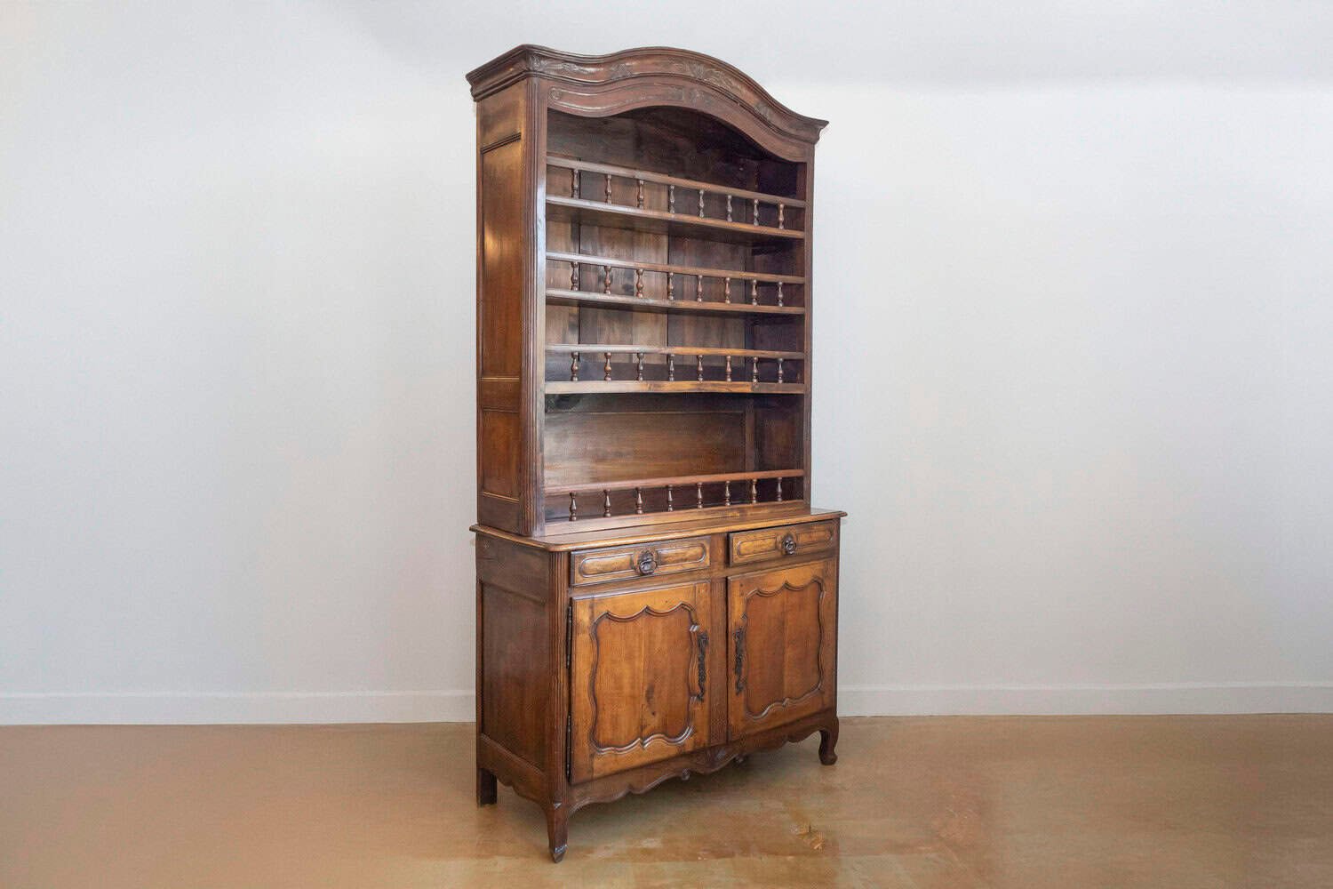 French 1790s Louis XV Style Cherry Vaisselier with Baluster Adorned Shelves - JAA