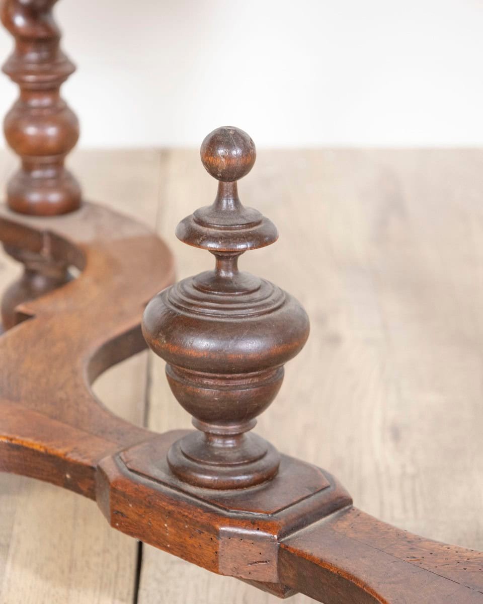 Louis XIII Period 1630s Carved Walnut Barley Twist Table with Black Painted Top - JAA