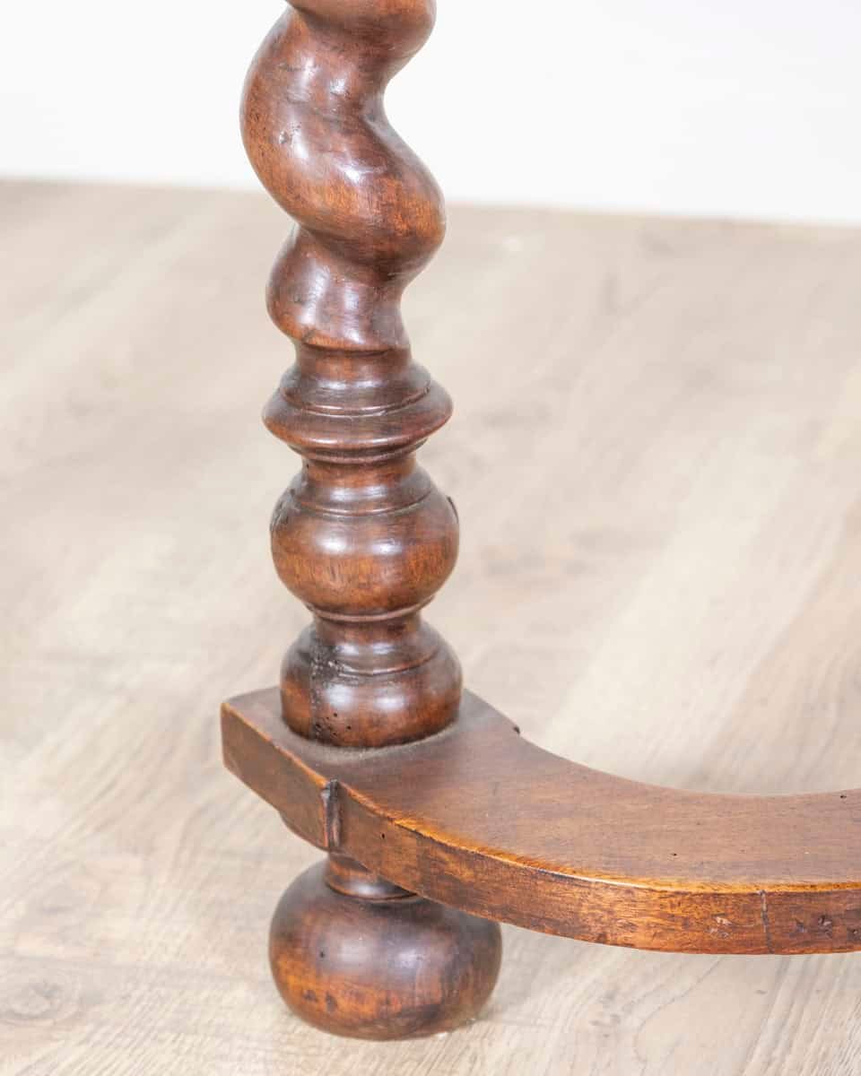 Louis XIII Period 1630s Carved Walnut Barley Twist Table with Black Painted Top - JAA