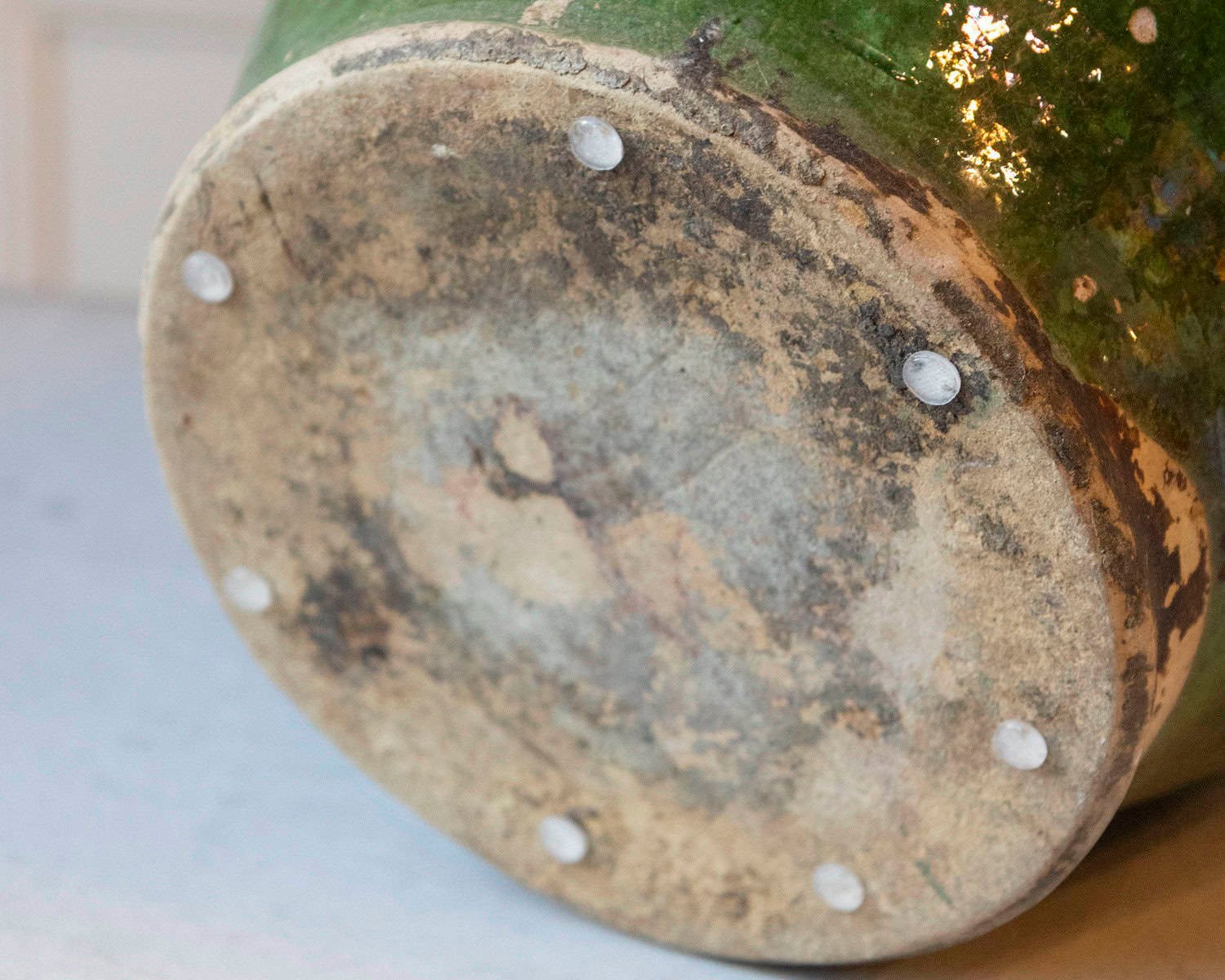 19th Century French Green-Glazed Terracotta Jug with Rustic Charm - JAA