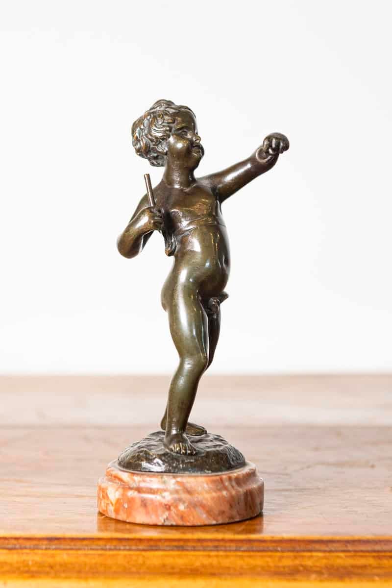 French 19th Century Bronze Sculpture of a Cherub, After Clodion, Signed - JAA