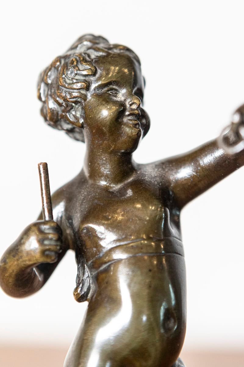 French 19th Century Bronze Sculpture of a Cherub, After Clodion, Signed - JAA