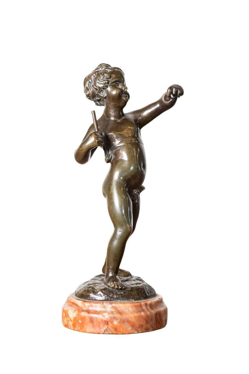 French 19th Century Bronze Sculpture of a Cherub, After Clodion, Signed - JAA