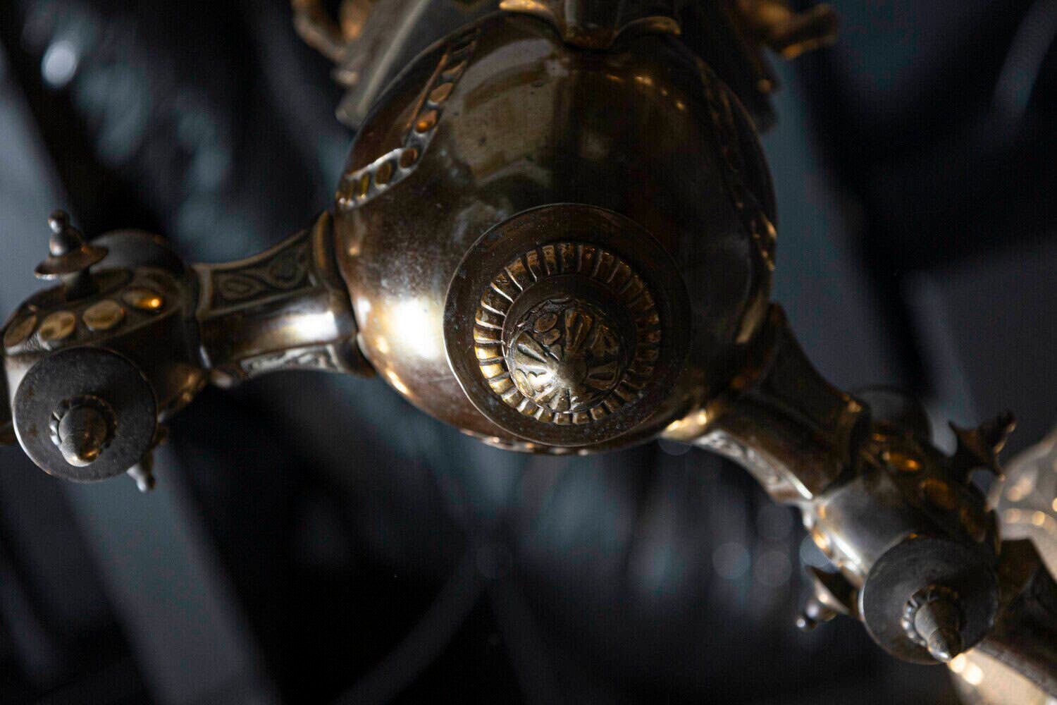 French 19th Century Three-Light Bronze and Baccarat Style Chandelier with Cherubs - JAA