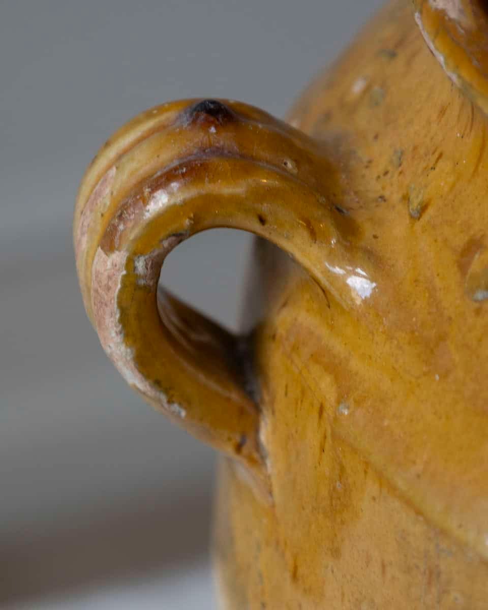 French 19th Century Large Terracotta Confit Pot with Yellow Ochre Glaze - JAA