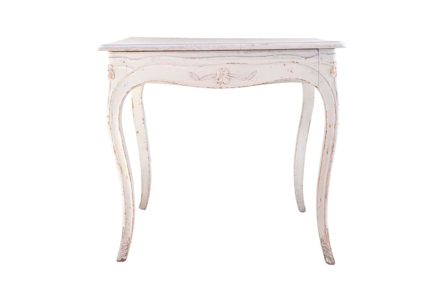 Swedish 1890 Painted Freestanding Side Table with Cabriole Legs and Carved Skirt