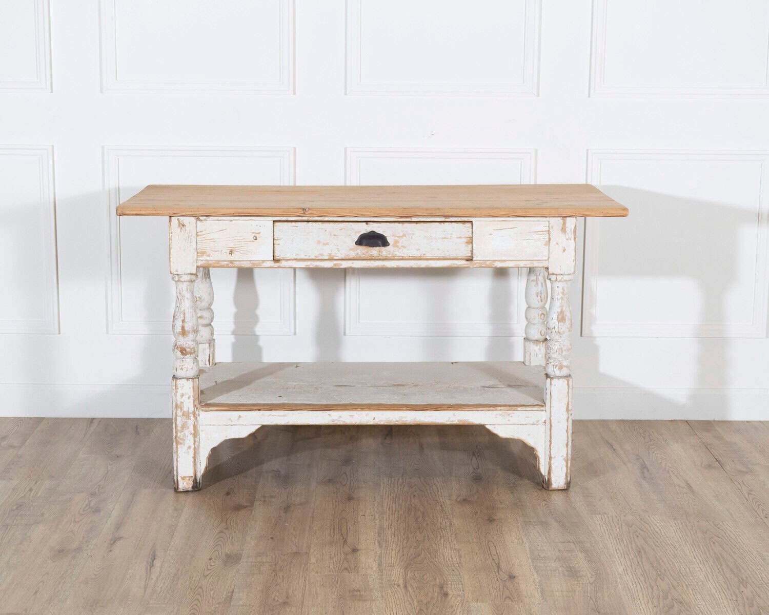 19th Century Swedish Painted Pine Cutting Table with Drawer - JAA