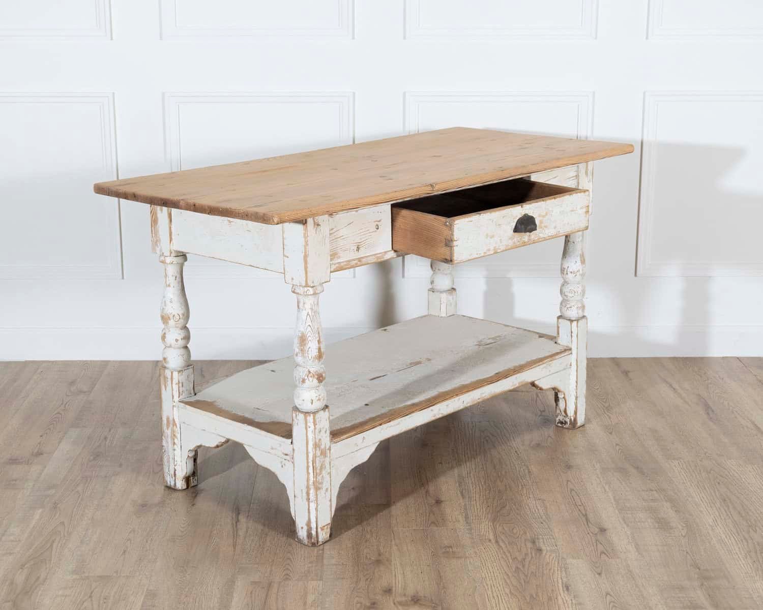 19th Century Swedish Painted Pine Cutting Table with Drawer - JAA