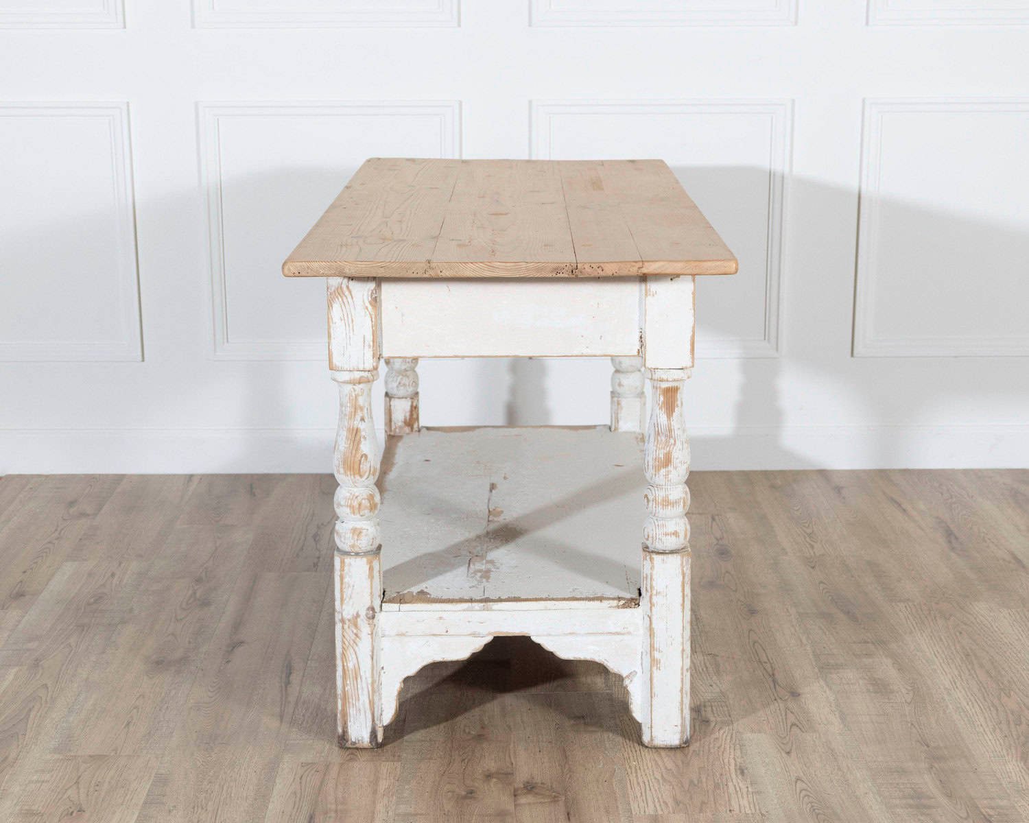 19th Century Swedish Painted Pine Cutting Table with Drawer - JAA