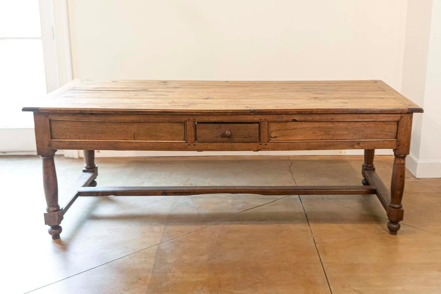 Late 18th Century French Walnut and Acacia Wood Sofa Table with Turned Legs - JAA