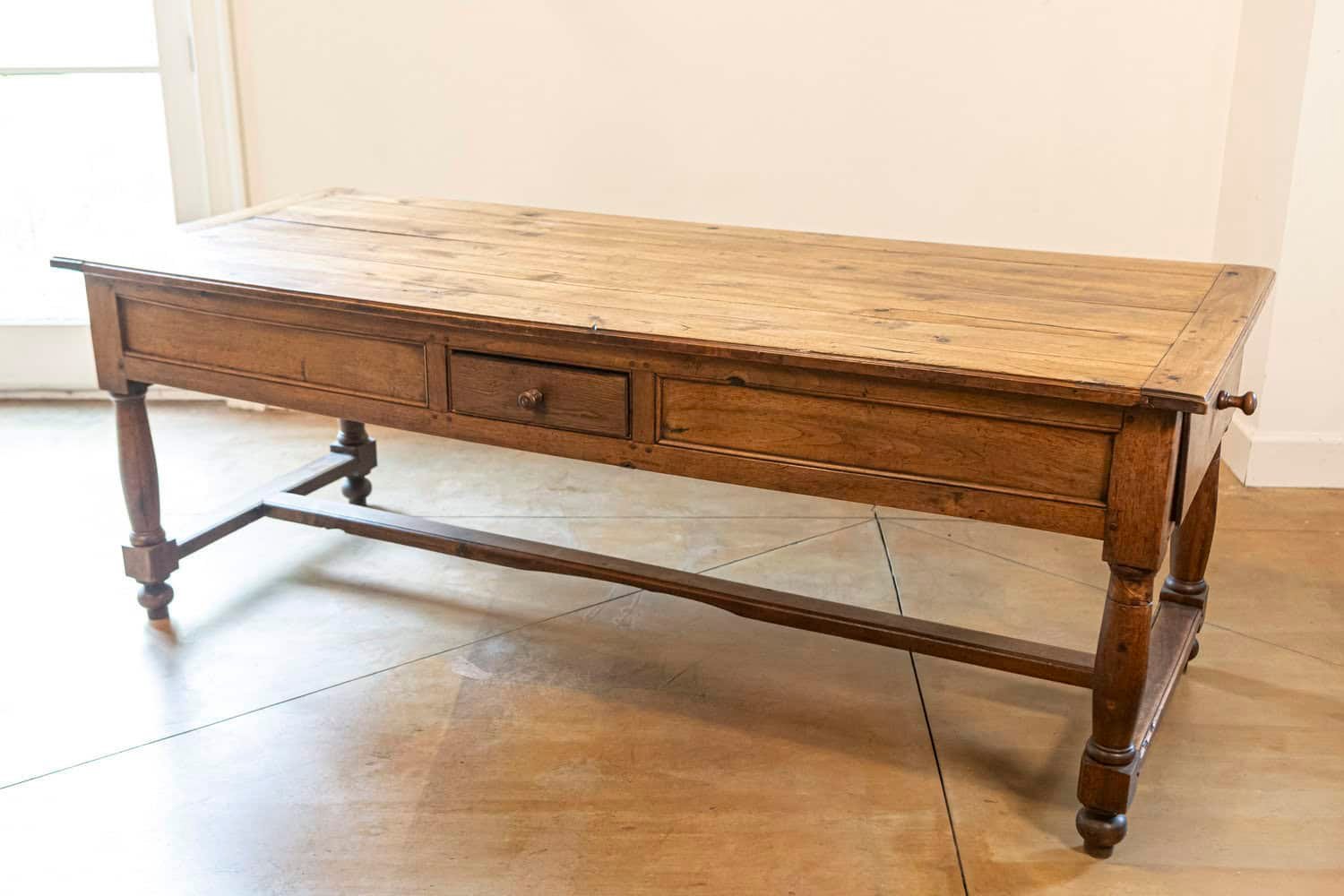 Late 18th Century French Walnut and Acacia Wood Sofa Table with Turned Legs - JAA