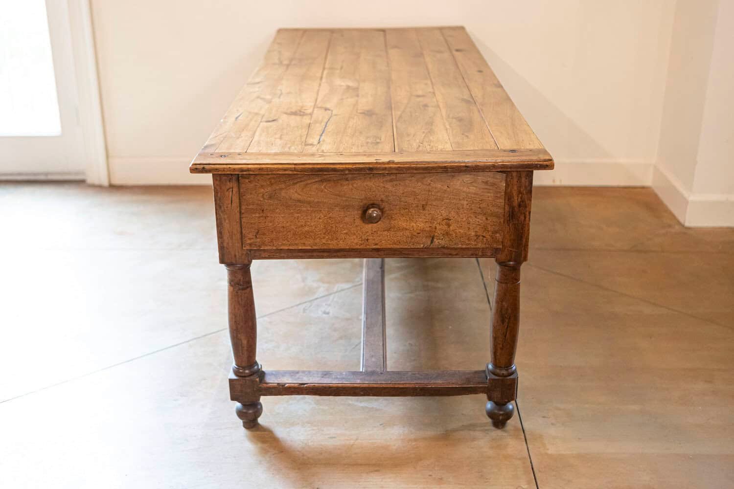 Late 18th Century French Walnut and Acacia Wood Sofa Table with Turned Legs - JAA