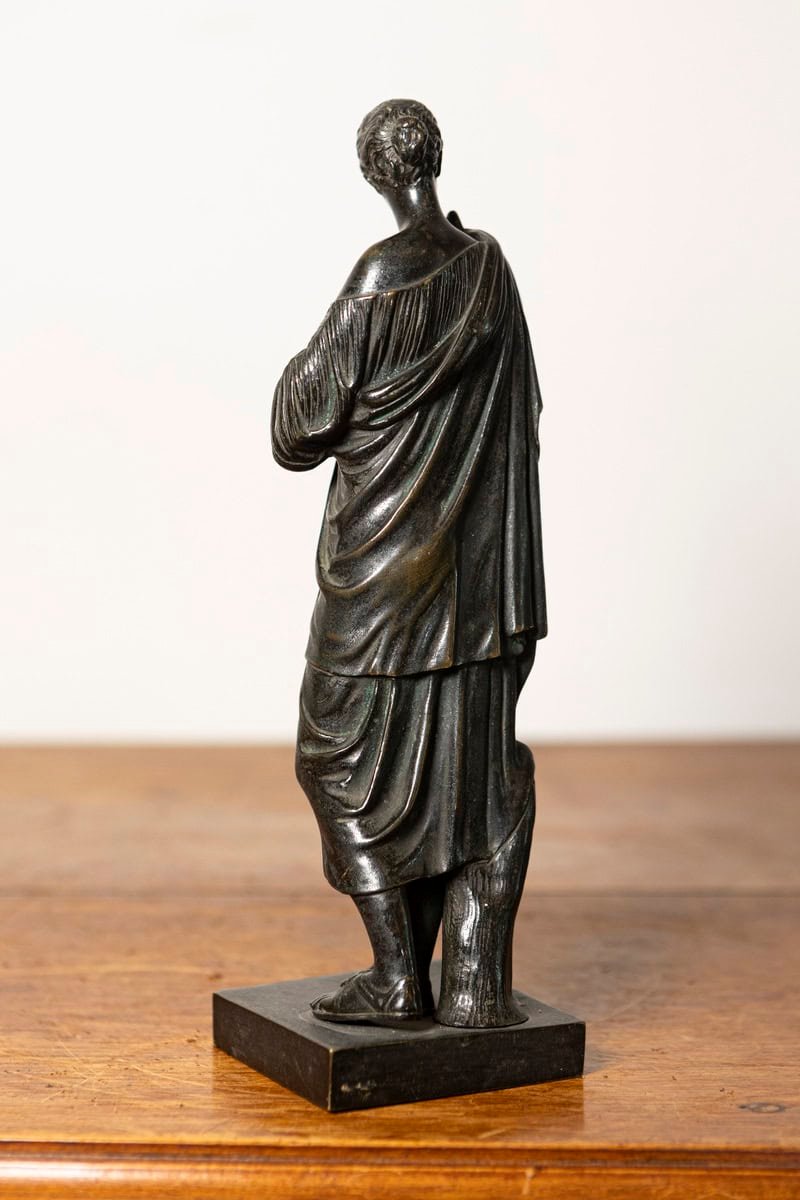 French 19th Century Patinated Bronze Neoclassical Sculpture of Diana — 