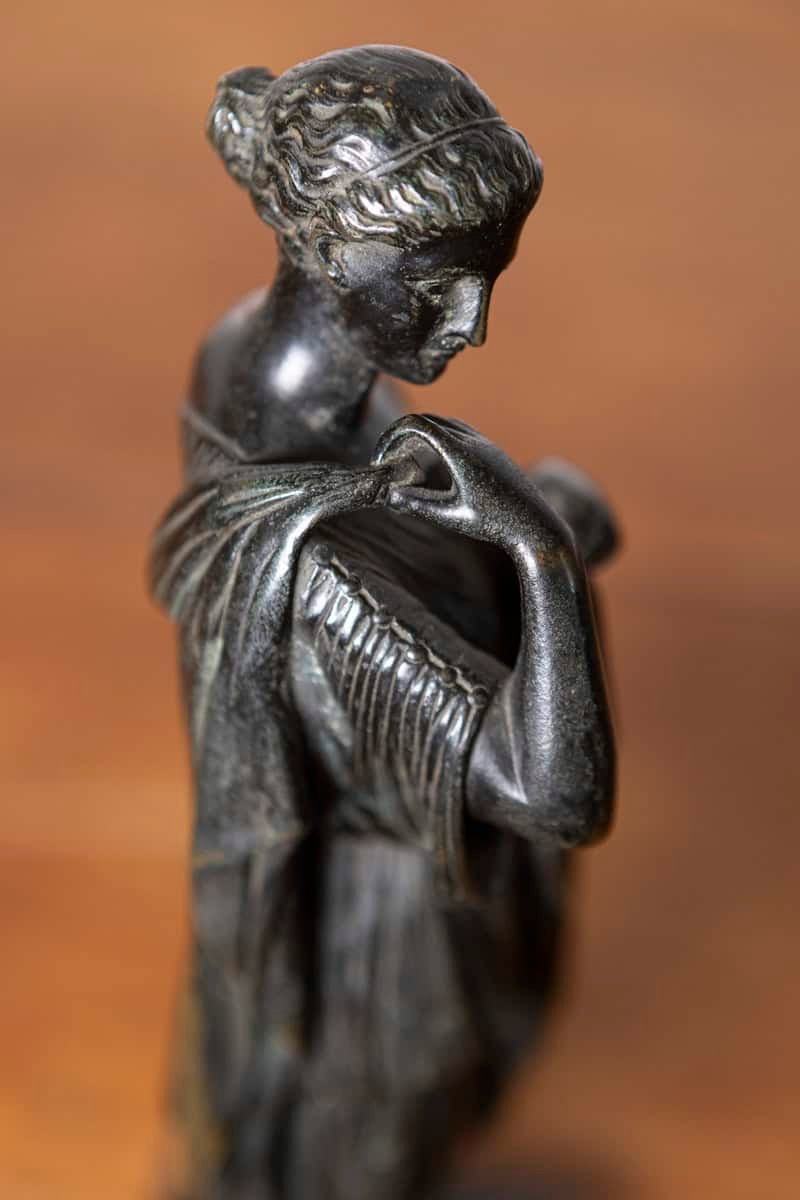 French 19th Century Patinated Bronze Neoclassical Sculpture of Diana — 