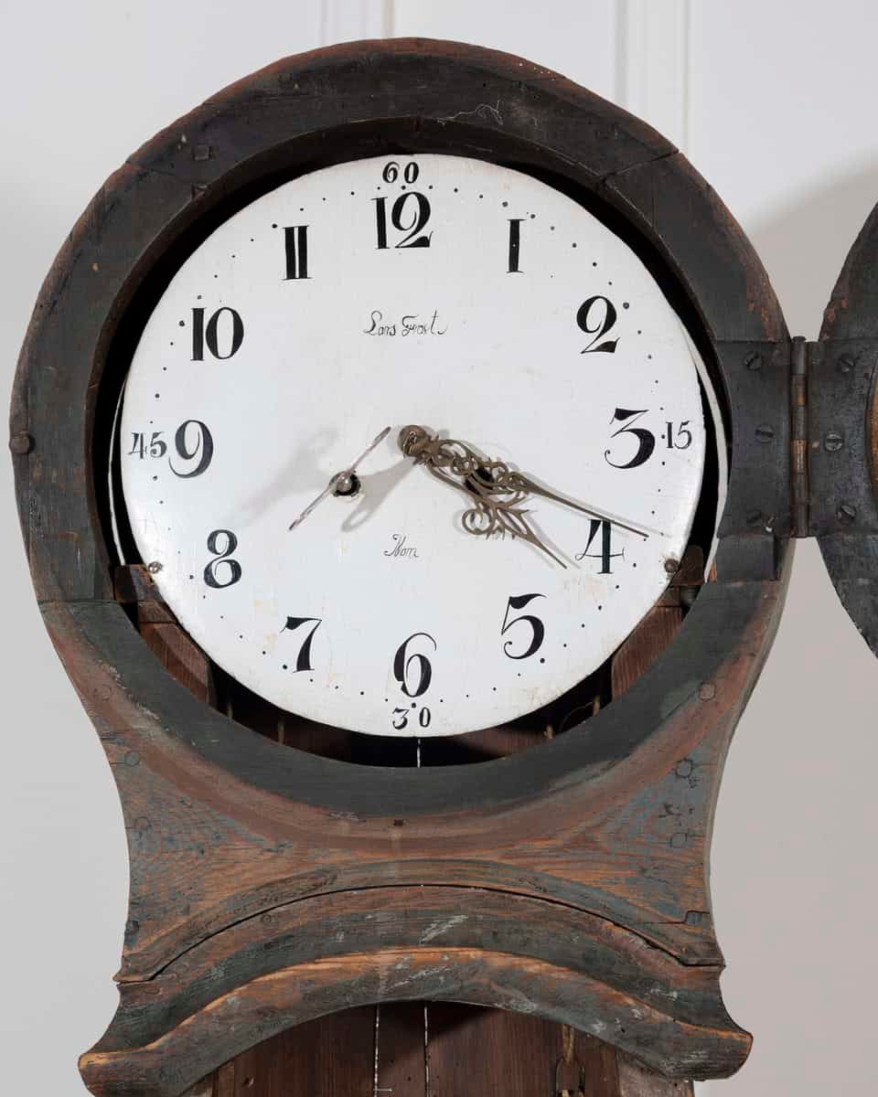 1822 Swedish Folk Art Tall Case Clock with Original Paint - JAA