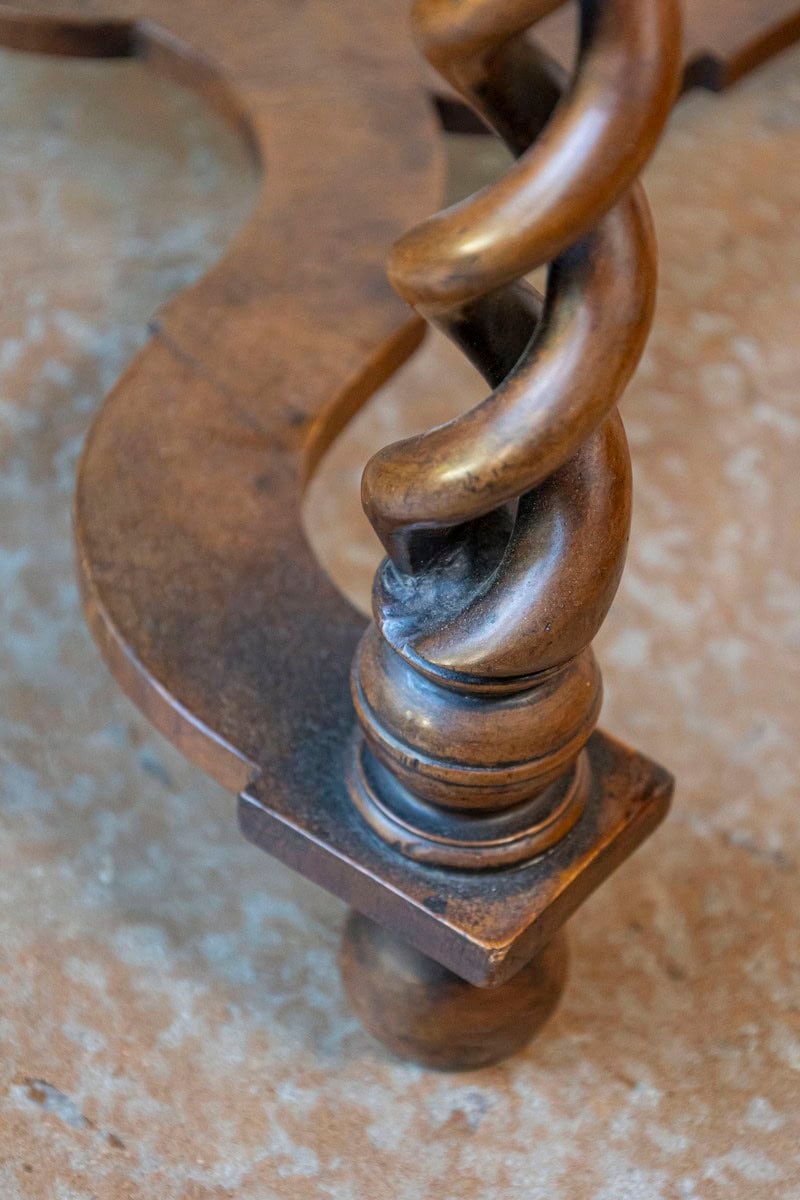 English Queen Anne Style 1910 Burl Walnut Coffee Table with Bookmatched Tray Top - JAA