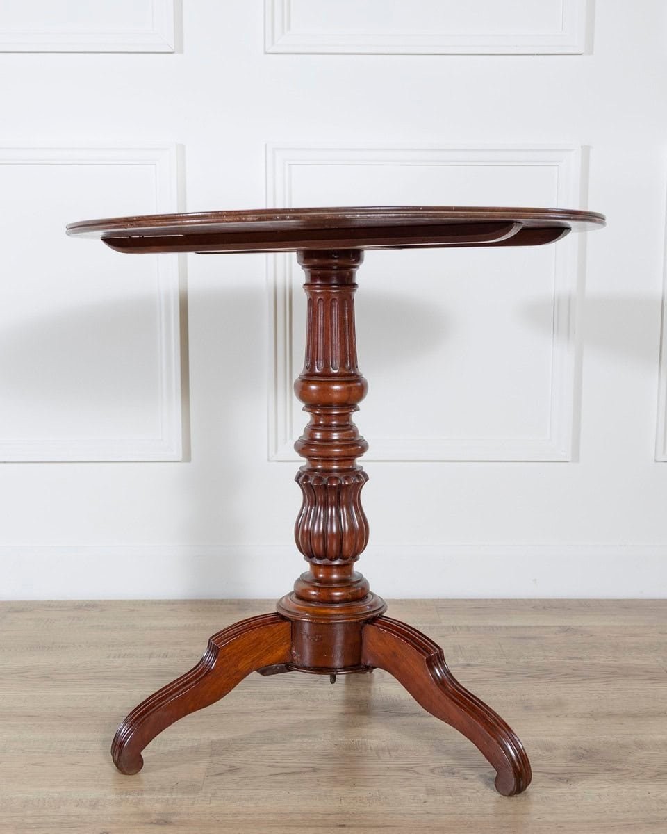 19th Century Round Mahogany Tilt-Top Pedestal Table - JAA