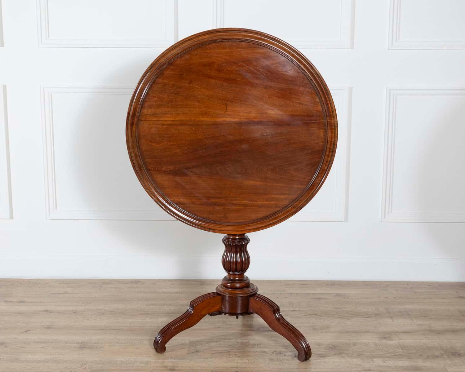 19th Century Round Mahogany Tilt-Top Pedestal Table - JAA
