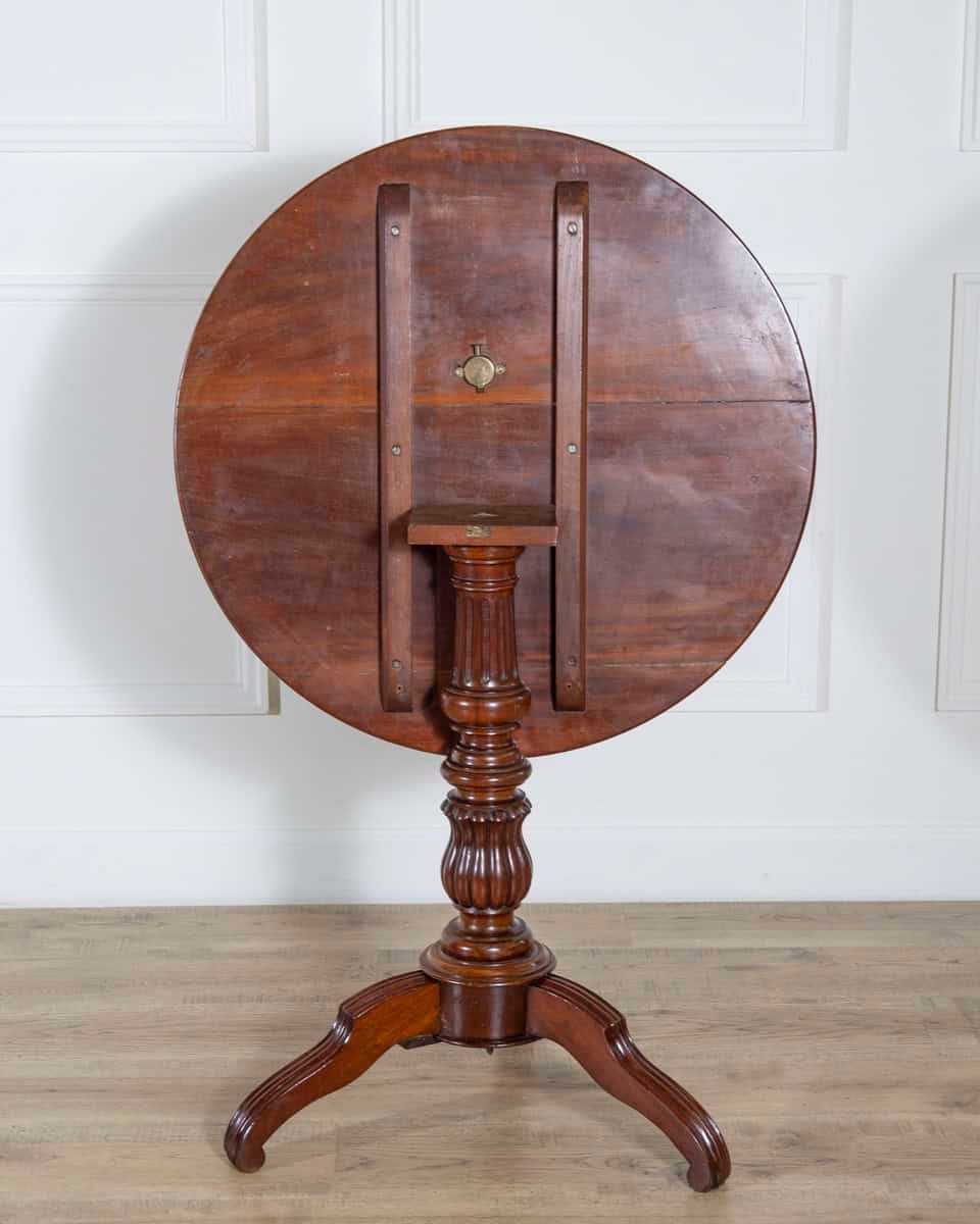 19th Century Round Mahogany Tilt-Top Pedestal Table - JAA