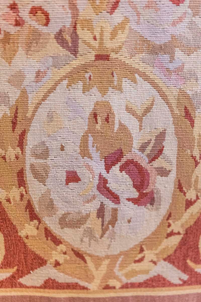 Pair of French 1850s Aubusson Floral Tapestries with Rinceaux Arabesques - JAA