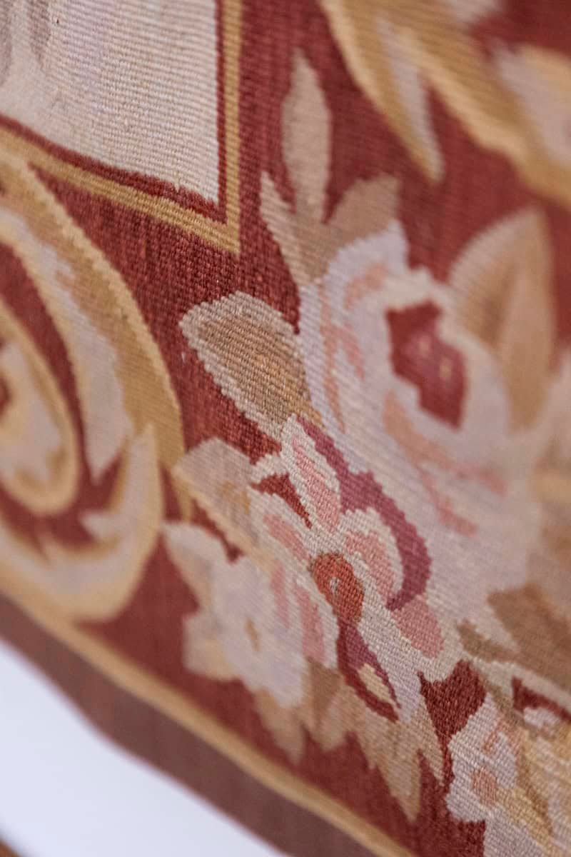 Pair of French 1850s Aubusson Floral Tapestries with Rinceaux Arabesques - JAA