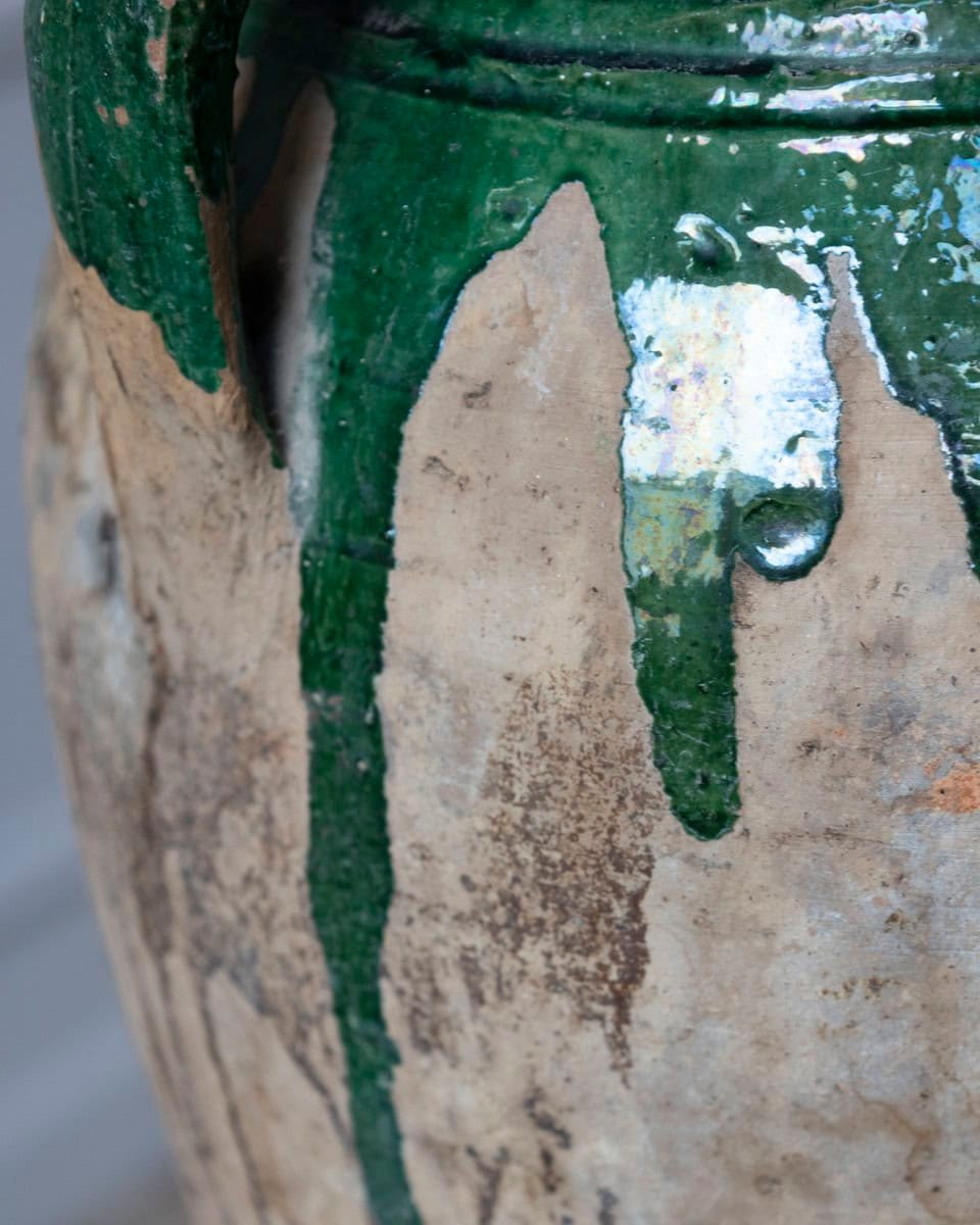 Balkan 19th Century Terracotta Jar with Green Drip Glaze - JAA