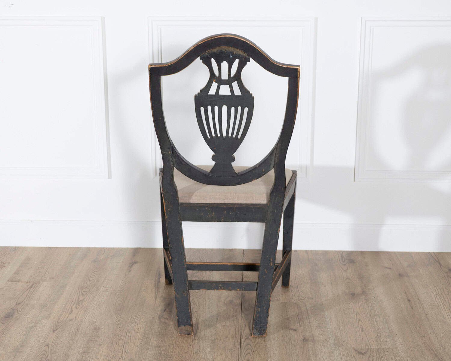 Swedish 19th Century Blackened Wood and Gilt Lyre-Back Chairs, Set of Four - JAA