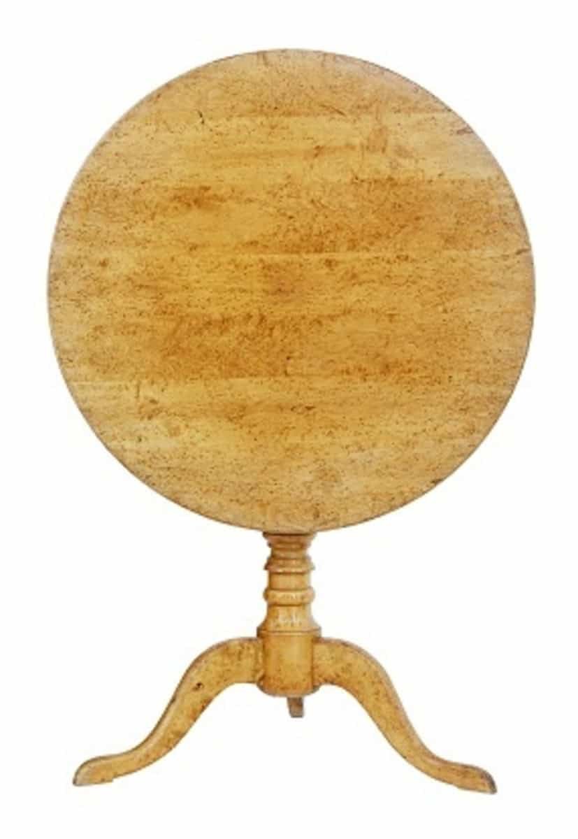 English Victorian 1870s Burr Birch Round Tilt Top Occasional Pedestal Table - JAA