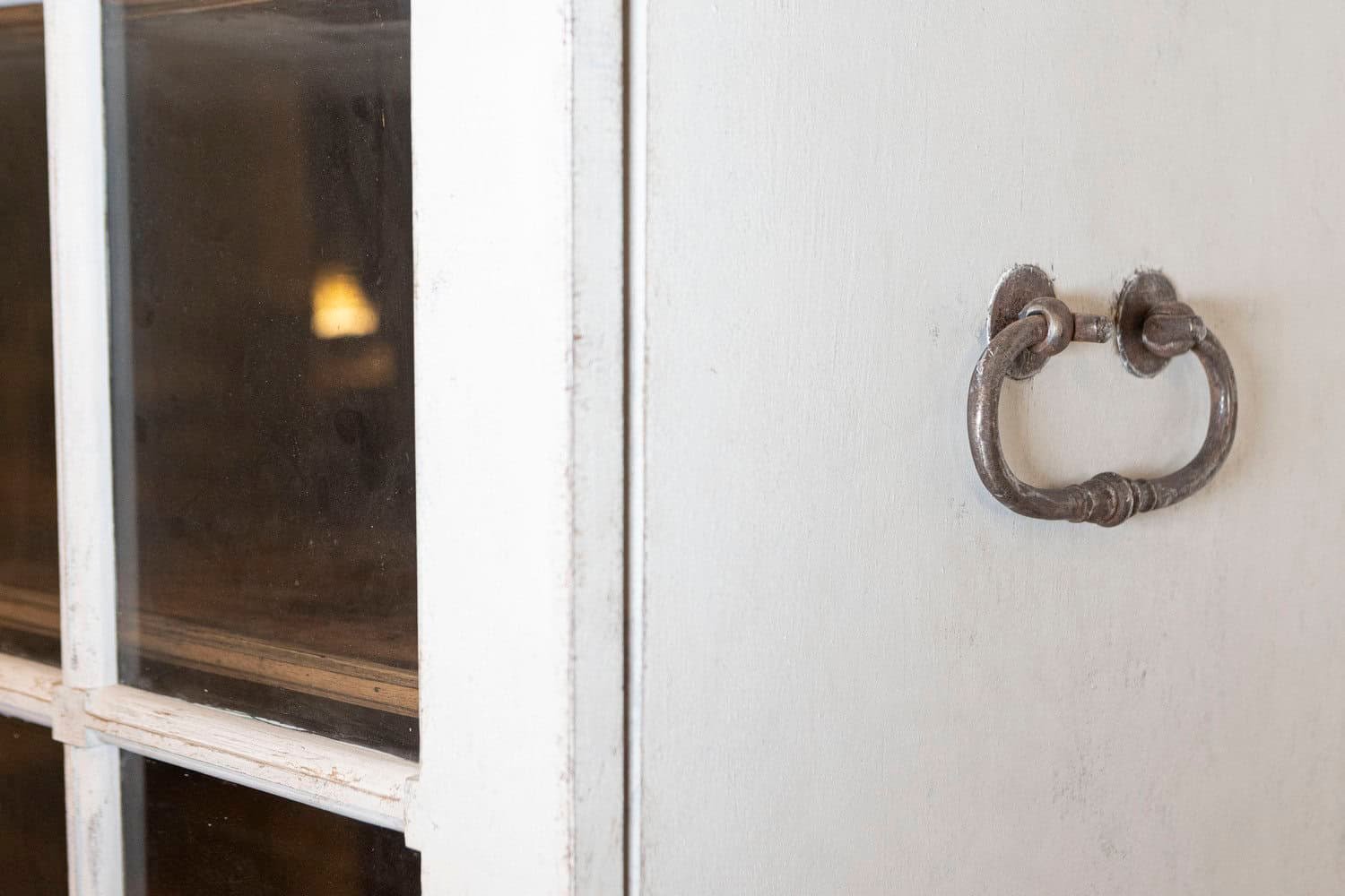 1760s Period Rococo Swedish Cabinet with Glass Doors, Bonnet Top and Cabrioles - JAA