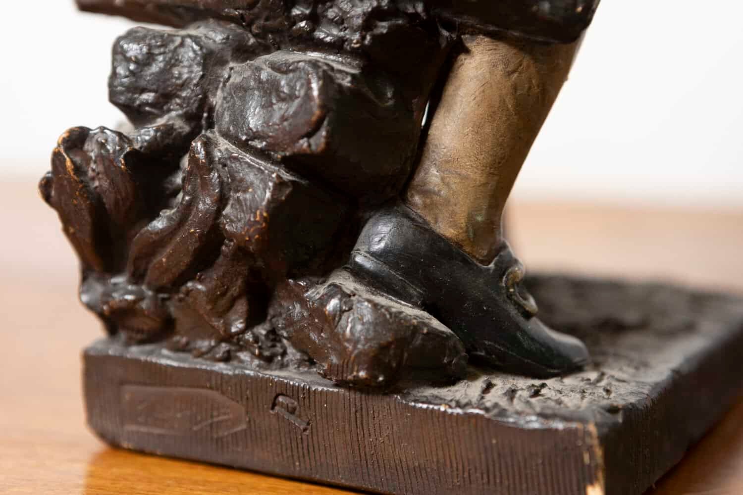 French 19th Century Patinated Bronze Sculpture of a Military Drummer Boy in Historical Uniform - JAA