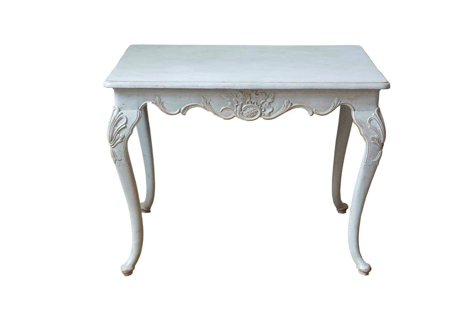 Swedish Rococo Revival Painted Wood Side Table with Scalloped Apron, circa 1890
