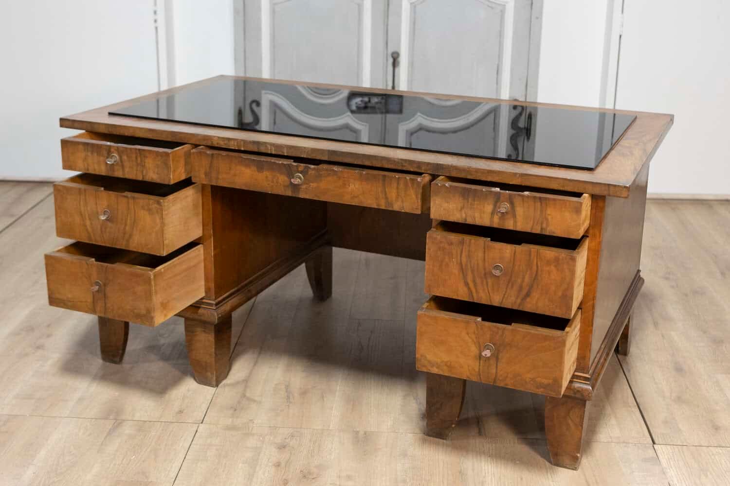20th Century Italian Glass Top Desk - JAA