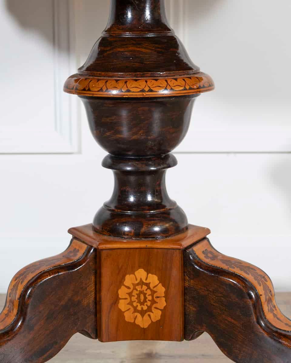 Italian Early 19th Century Walnut Center Table with Fruitwood Marquetry - JAA