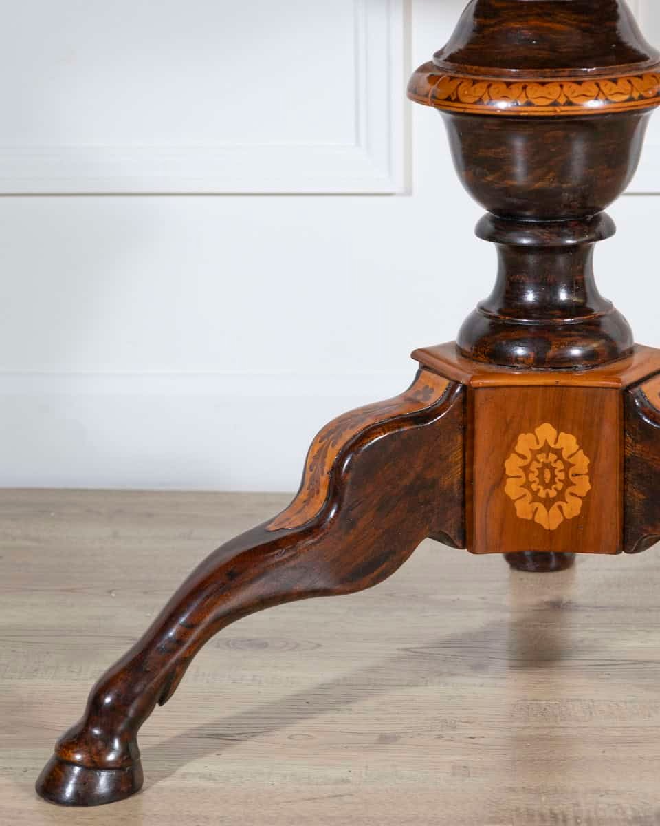 Italian Early 19th Century Walnut Center Table with Fruitwood Marquetry - JAA