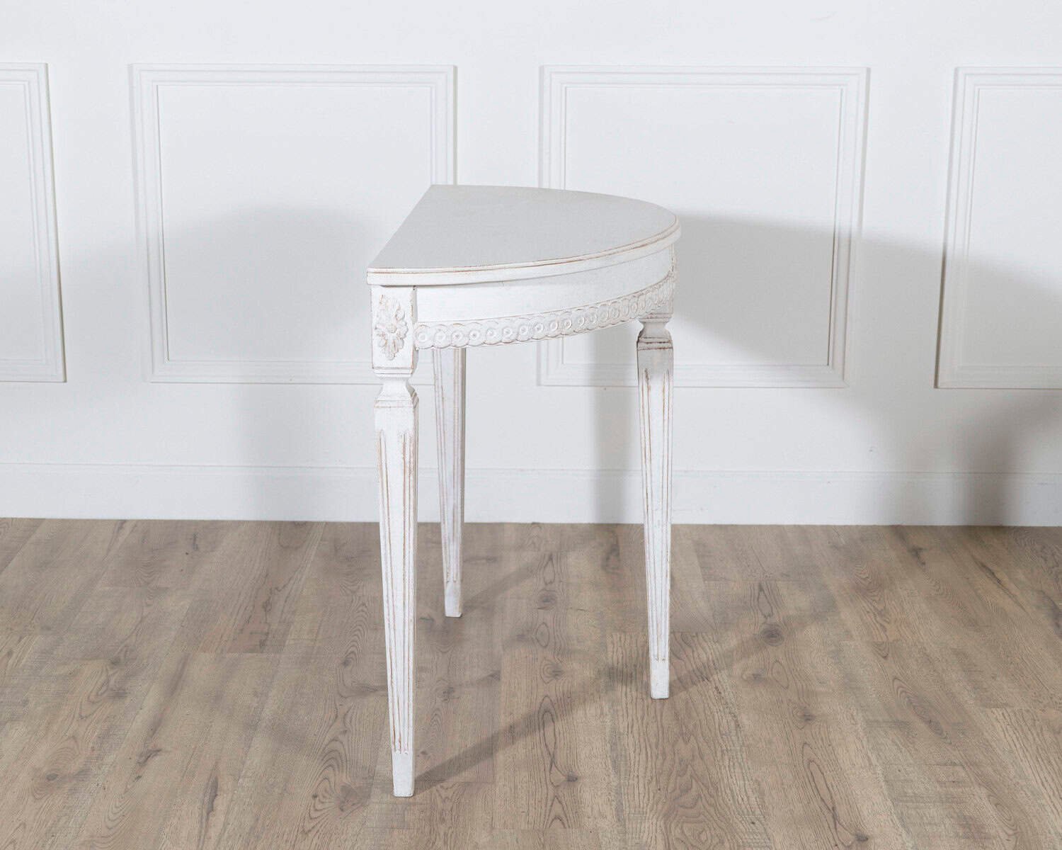 Pair of Swedish Gustavian White-Painted Demi-Lune Consoles, ca. 1880 - JAA