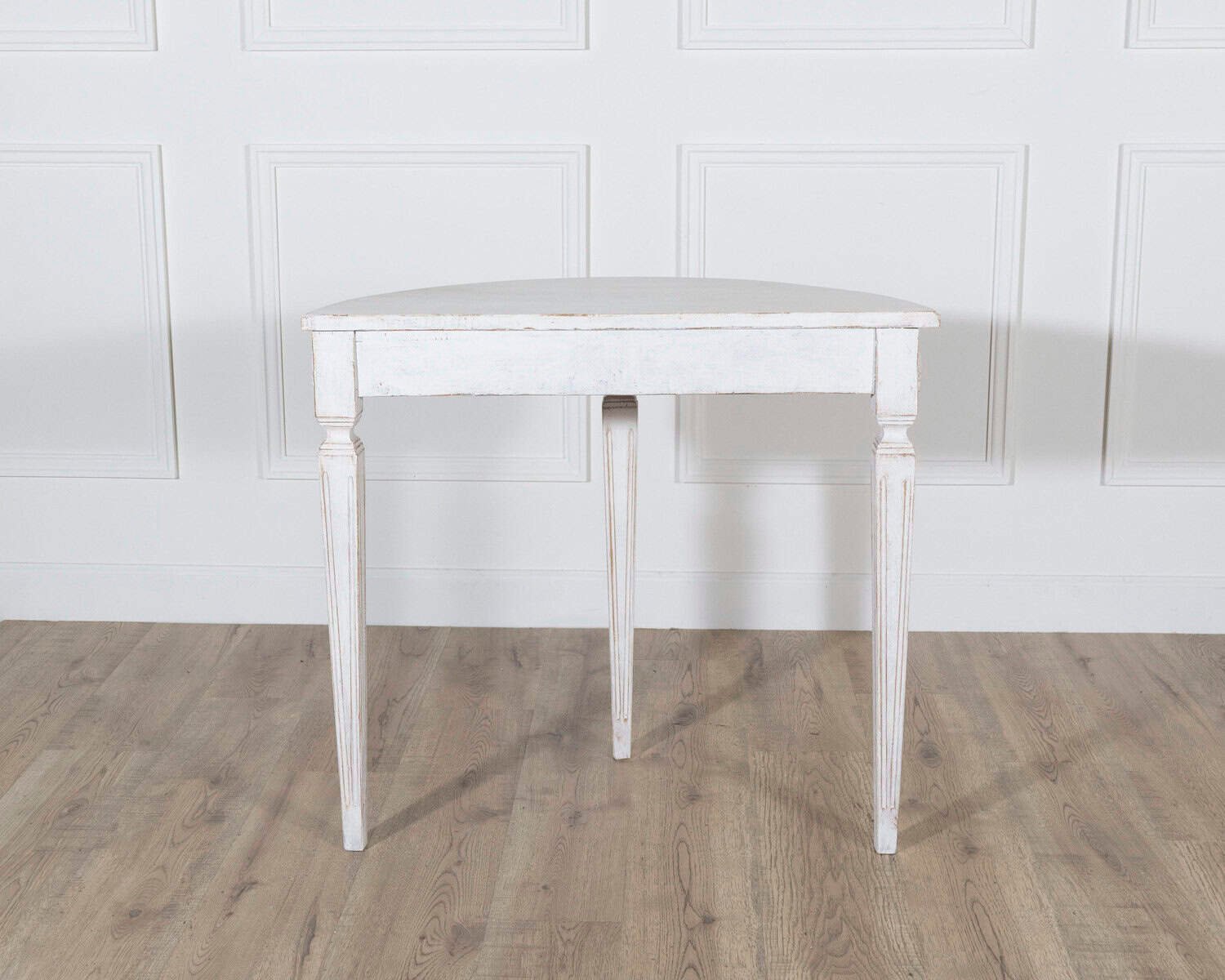 Pair of Swedish Gustavian White-Painted Demi-Lune Consoles, ca. 1880 - JAA