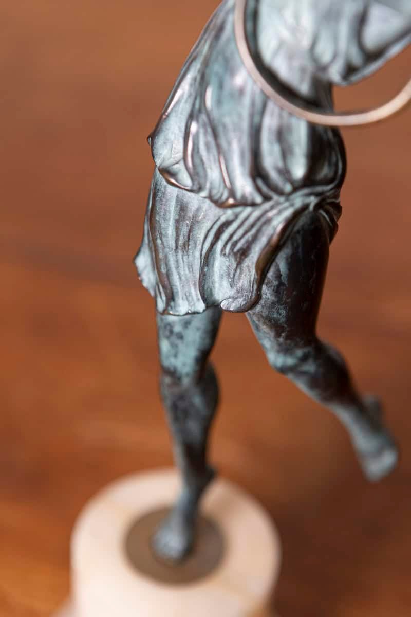 French Early 20th Century Patinated Bronze Art Deco Statuette of a Dancer Holding Hoops on Marble Base - JAA