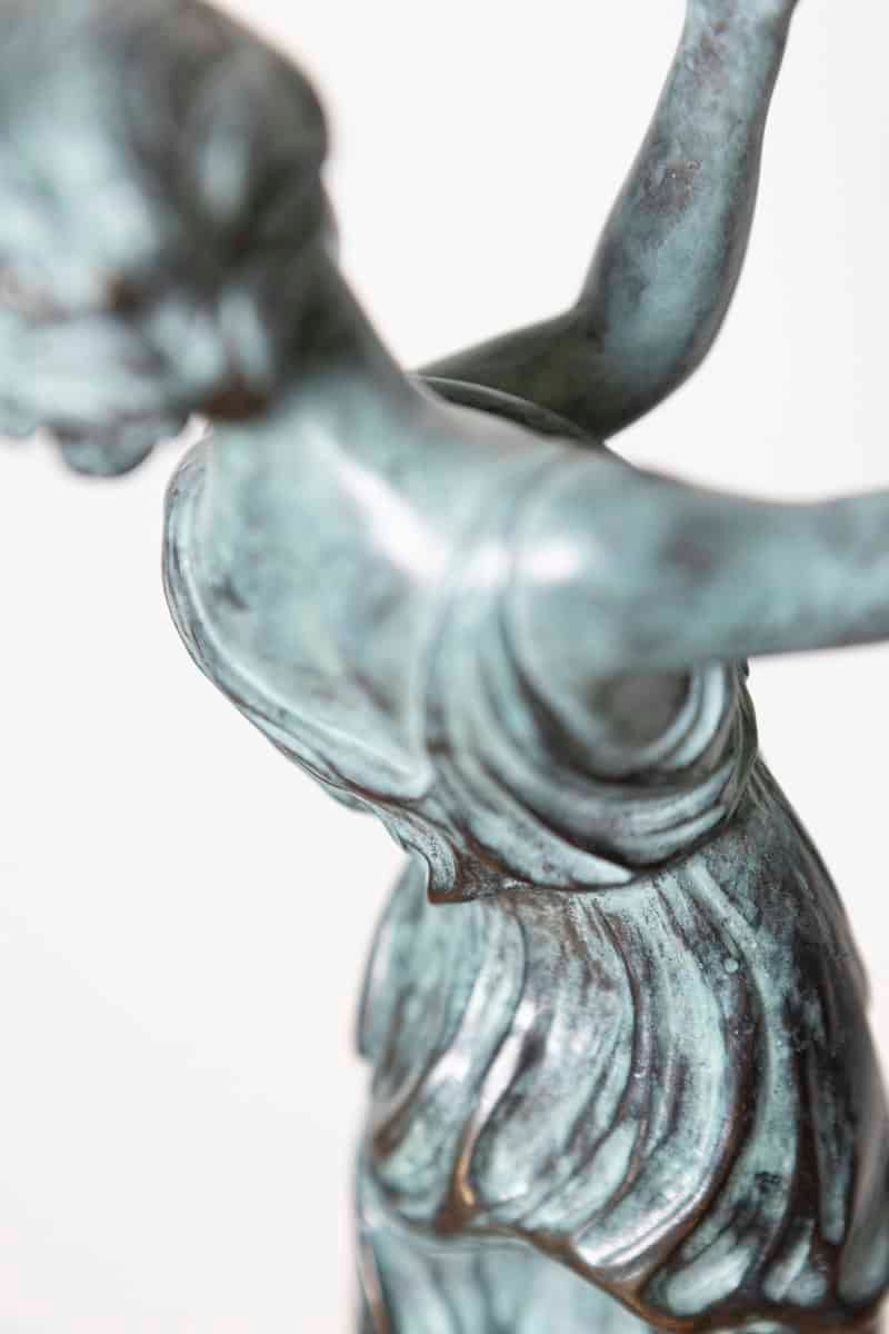 French Early 20th Century Patinated Bronze Art Deco Statuette of a Dancer Holding Hoops on Marble Base - JAA