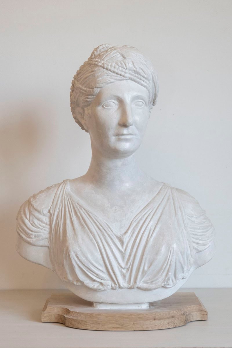 Italian 19th Century Neoclassical Plaster Bust of a Roman Woman - JAA