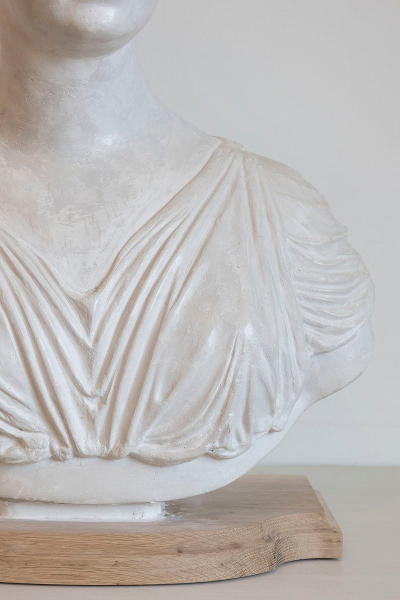 Italian 19th Century Neoclassical Plaster Bust of a Roman Woman - JAA