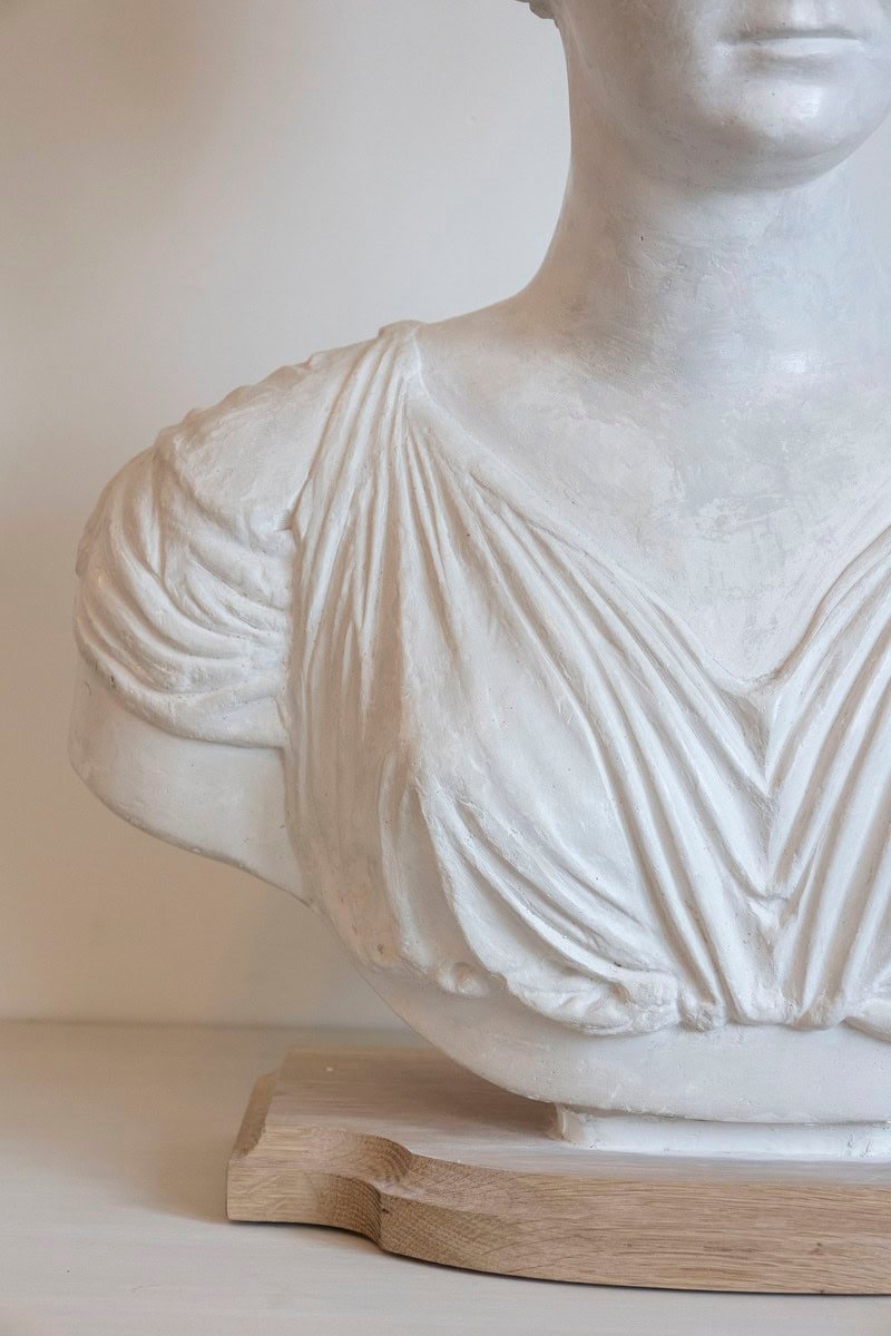 Italian 19th Century Neoclassical Plaster Bust of a Roman Woman - JAA