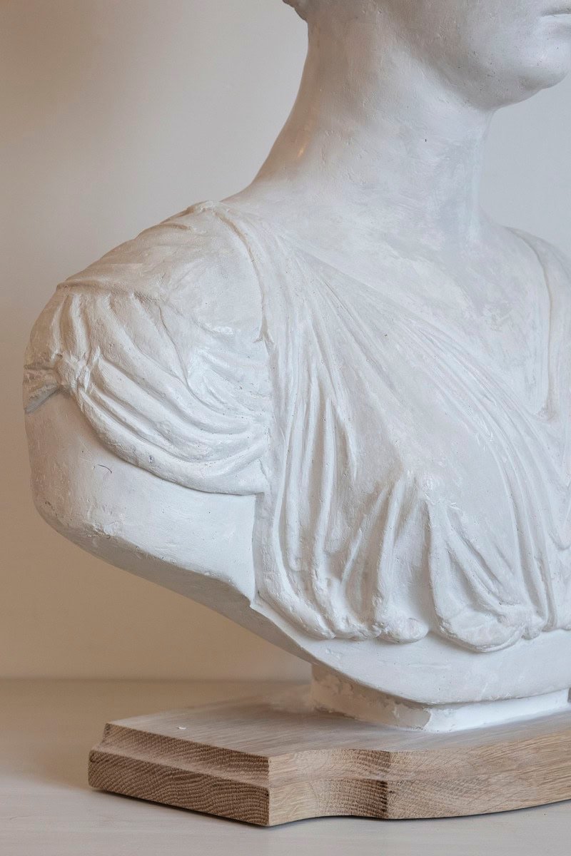 Italian 19th Century Neoclassical Plaster Bust of a Roman Woman - JAA