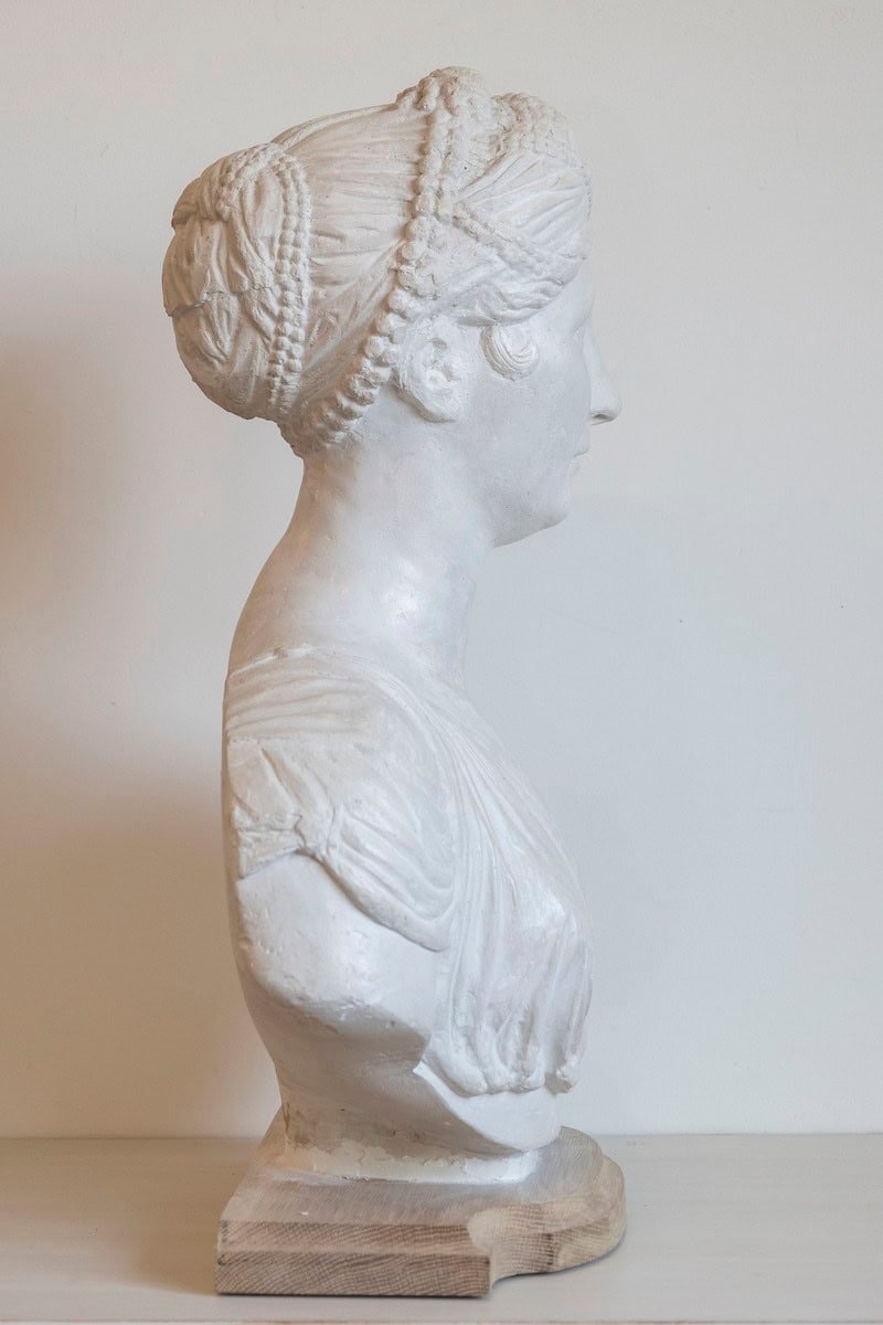 Italian 19th Century Neoclassical Plaster Bust of a Roman Woman - JAA