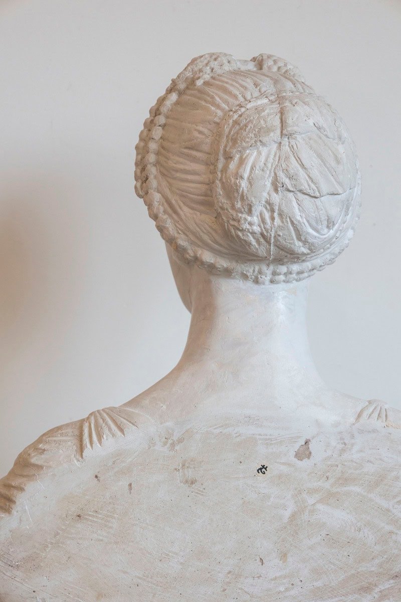 Italian 19th Century Neoclassical Plaster Bust of a Roman Woman - JAA
