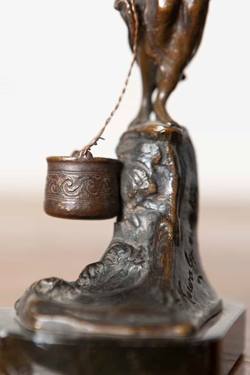 French 19th Century Patinated Bronze Sculpture of a Woman Water Carrier, Signed P. Kaujalgen - JAA