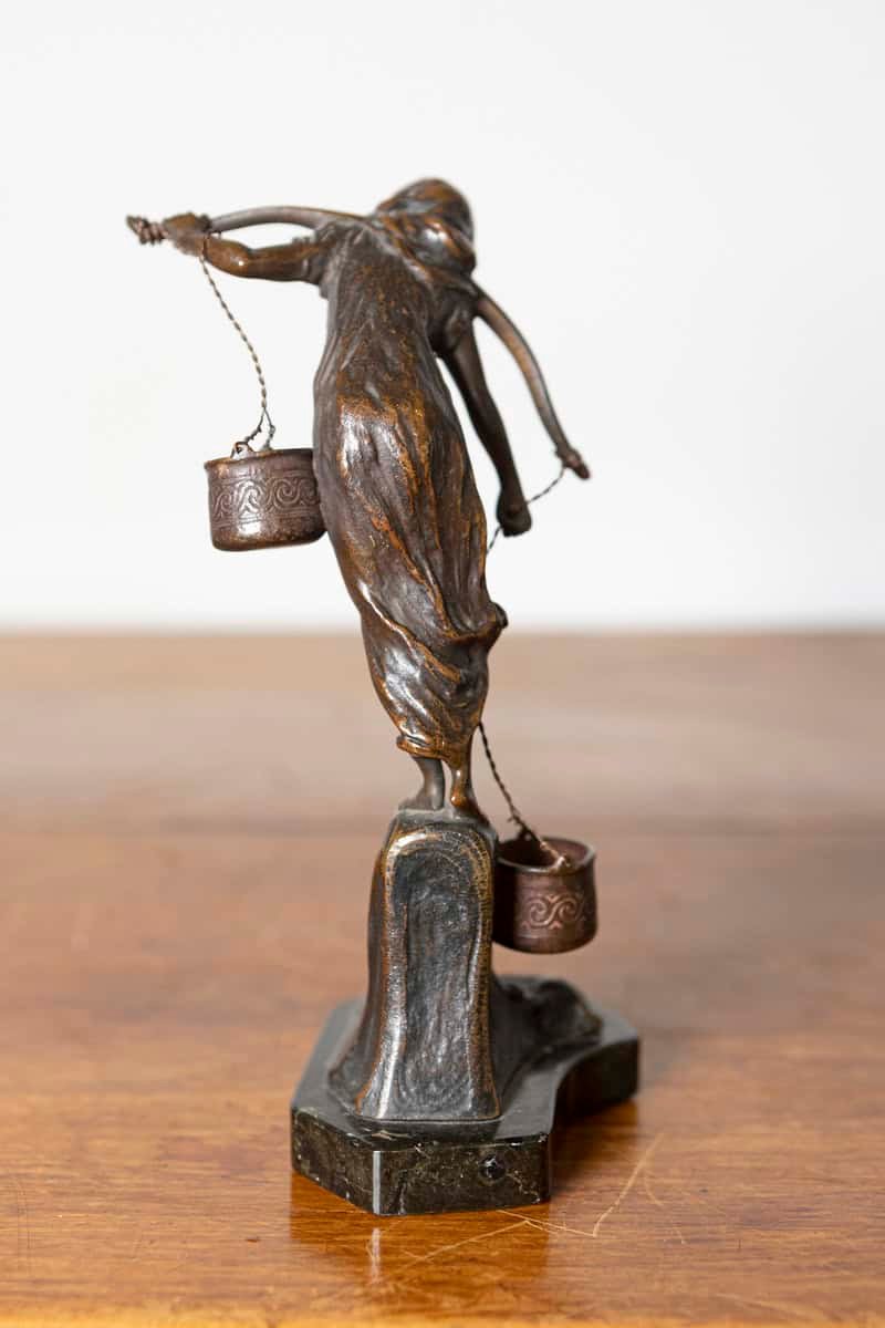 French 19th Century Patinated Bronze Sculpture of a Woman Water Carrier, Signed P. Kaujalgen - JAA