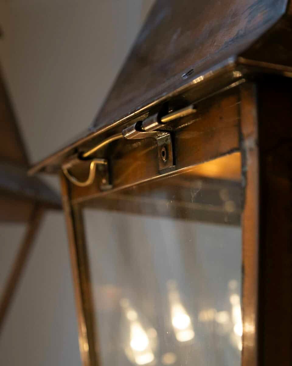 Pair of Early 20th-Century French Copper Hanging Lanterns - JAA