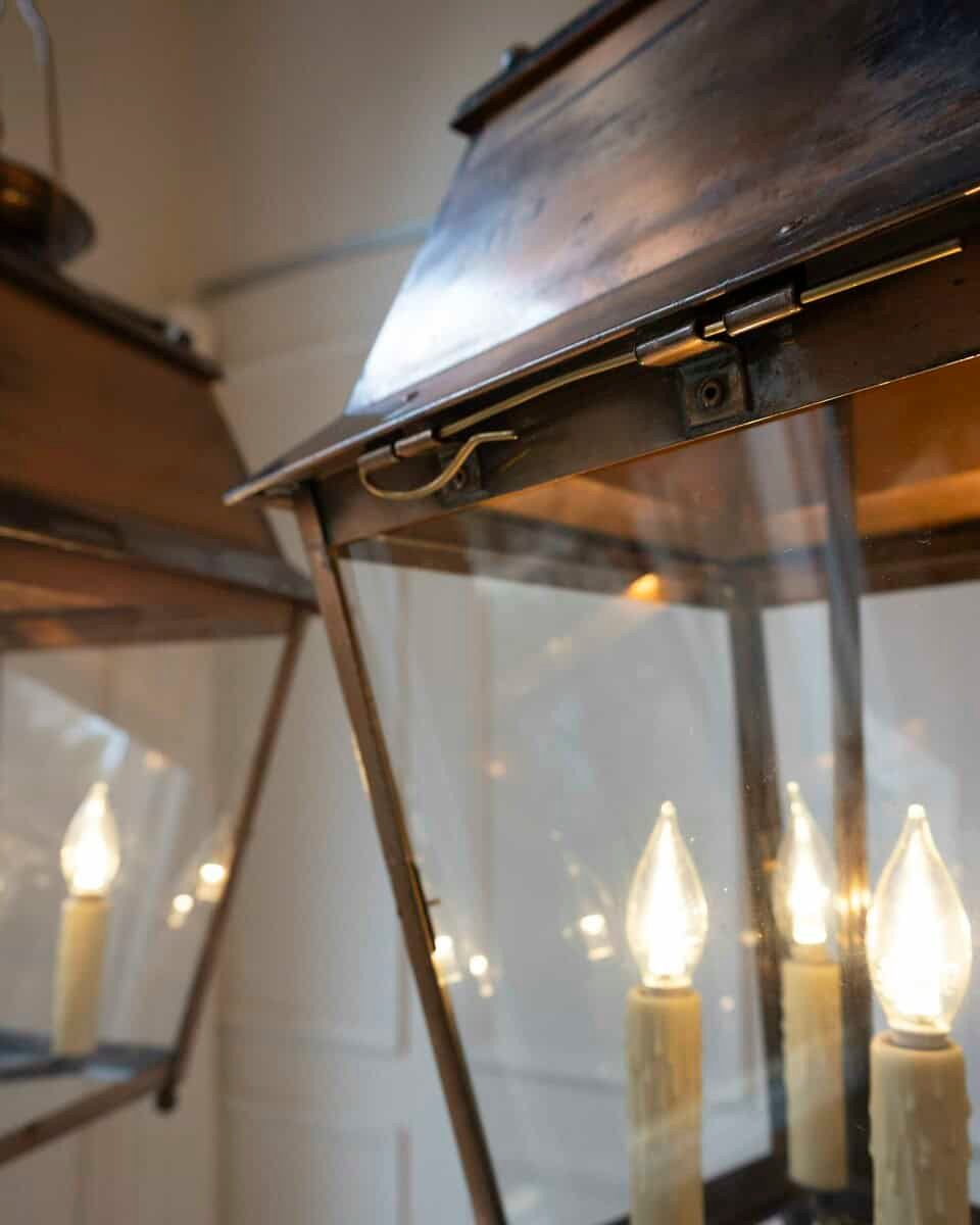 Pair of Early 20th-Century French Copper Hanging Lanterns - JAA