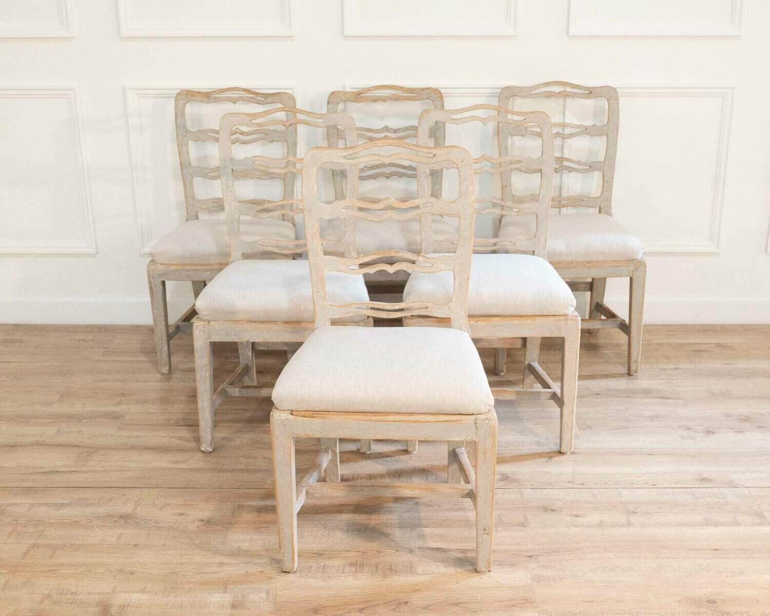 ON HOLD - Six Smiling Chairs Circa 1800 - JAA